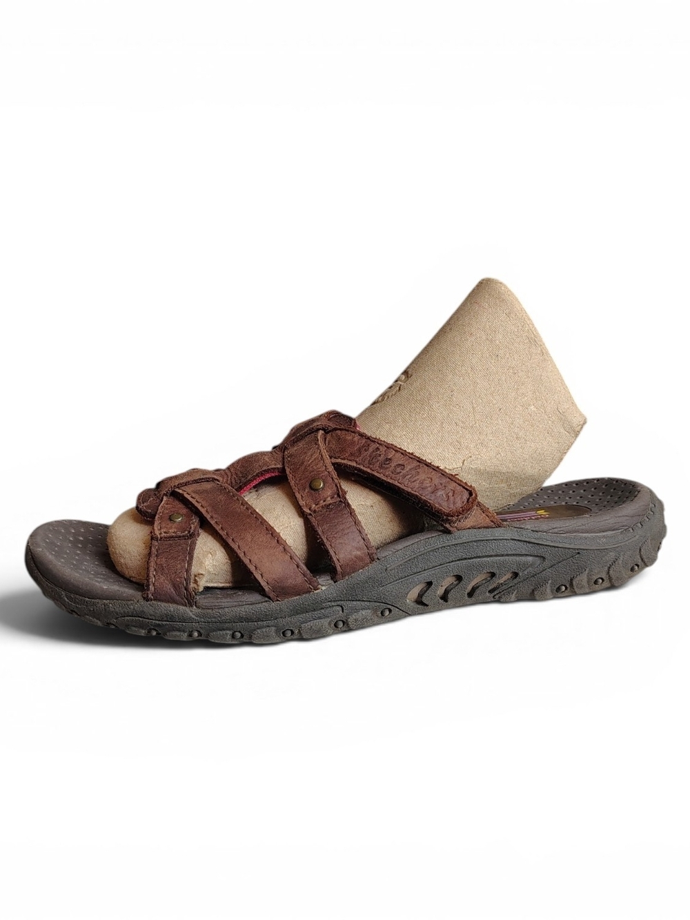 Sketchers Reggae Women's Timeless Summer Brown Leather Sandals Size 7